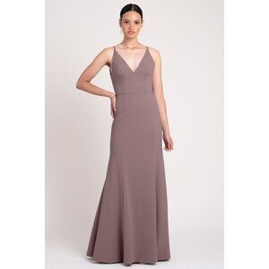 Jenny Yoo Bridesmaid Taryn Knit Crepe Fig Size 12